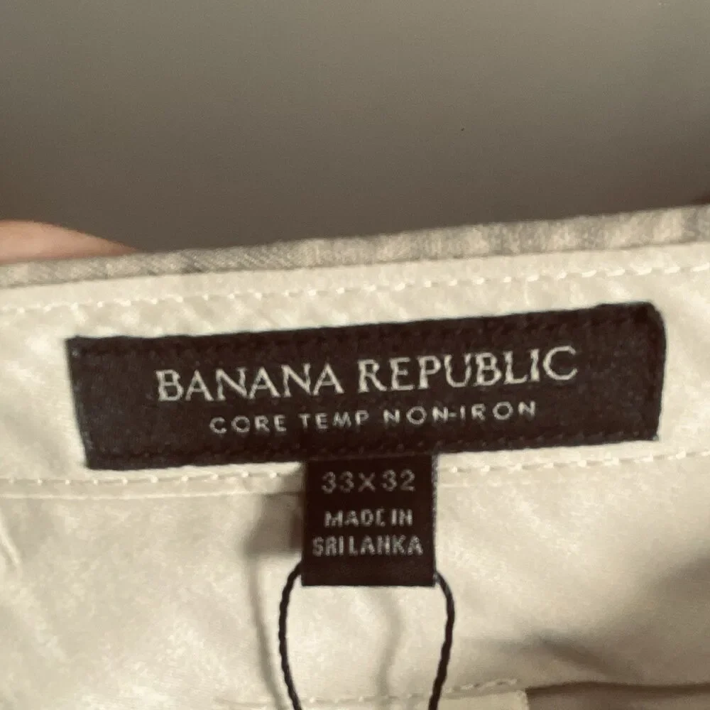 Banana Republic Core Temp Non Iron Slim Fit Tan Pants 33x32 Performance Stretch